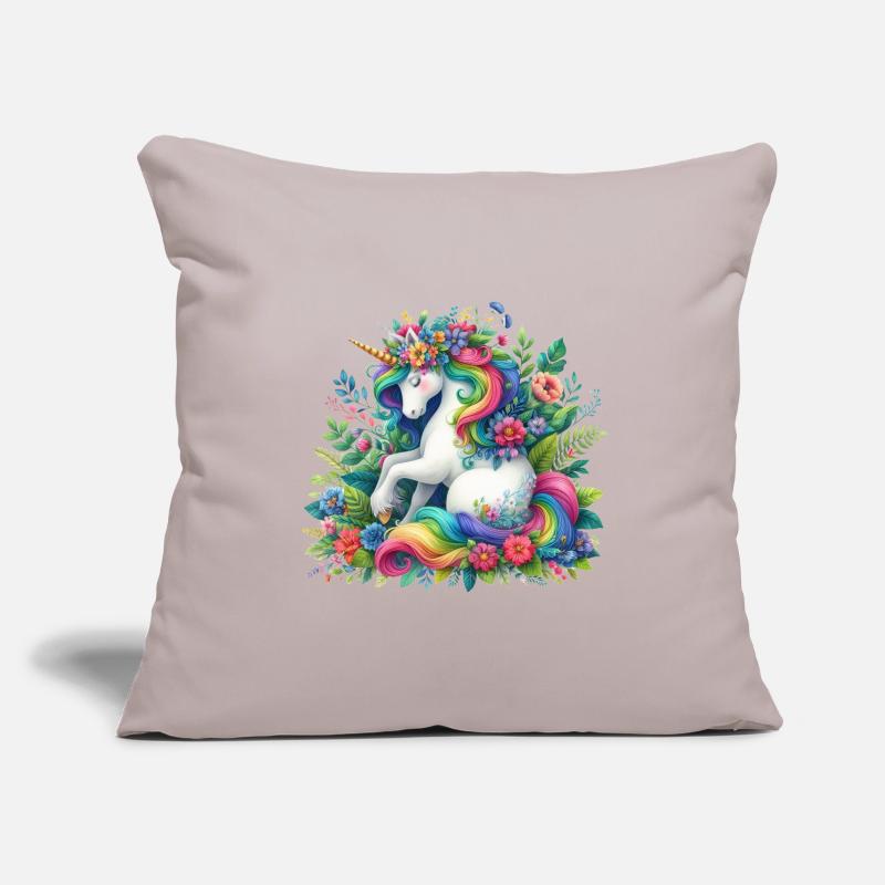Regenbogenmähne Einhorn Blüte Sofakissenbezug 45 x 45 cm