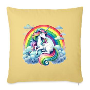 Rainbow Unicorn on Clouds - Sofa pillowcase 17,3'' x 17,3'' (45 x 45 cm) - washed yellow - Front