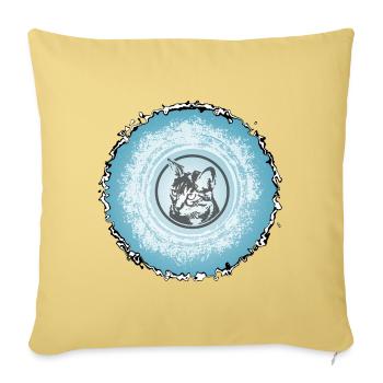 Cercle de chat Silhouette bleue - Housse de coussin décorative 45 x 45 cm - jaune délavé - Devant