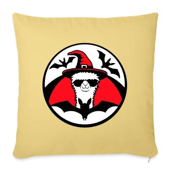 Llama Halloween Witch Hat Bat Cool Alpaca Cute - Sofa pillowcase 17,3'' x 17,3'' (45 x 45 cm) - washed yellow - Front