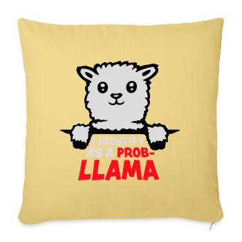 Je m’identifie comme un probllama Cool Lama Problem Spruch - Housse de coussin décorative 45 x 45 cm - jaune délavé - Devant