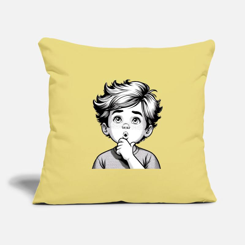 Garçon surpris et réfléchi | Garçon réfléchi Housse de coussin décorative 45 x 45 cm