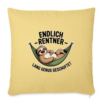 Endlich Rentner – Ruhestand, Spruch, Geschenkidee - Sofakissenbezug 45 x 45 cm - Hellgelb - Vorne