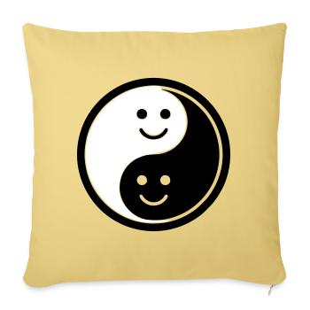 Yin Yang avec Smileys | Symbole de solde positif - Housse de coussin décorative 45 x 45 cm - jaune délavé - Devant