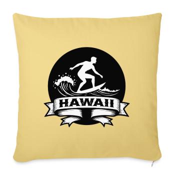 Surfeur Hawaii Vague Bannière - Housse de coussin décorative 45 x 45 cm - jaune délavé - Devant