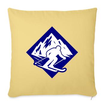 Montagnes Silhouette du sport de ski - Housse de coussin décorative 45 x 45 cm - jaune délavé - Devant