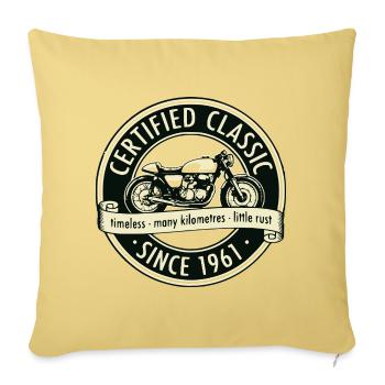 Vintage 1961, Biker Motorcycle Birthday Pullover Hoodie - Sofa pillowcase 17,3'' x 17,3'' (45 x 45 cm) - washed yellow - Front