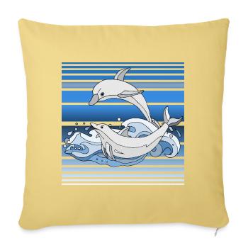 Dauphins - Housse de coussin décorative 45 x 45 cm - jaune délavé - Devant