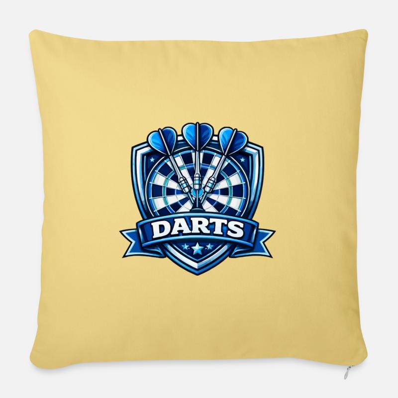 Logo du Bouclier Blue Darts - Housse de coussin décorative 45 x 45 cm - jaune délavé