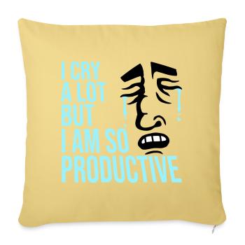 Je pleure beaucoup mais je suis tellement productif, émotions drôles - Housse de coussin décorative 45 x 45 cm - jaune délavé - Devant
