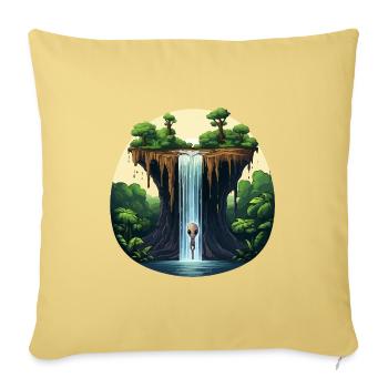 Alien at the waterfall in the jungle - Sofa pillowcase 17,3'' x 17,3'' (45 x 45 cm) - washed yellow - Front