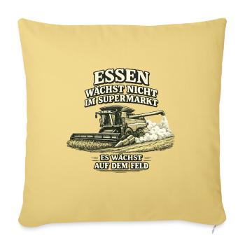 Essen wächst nicht im Supermarkt Mähdrescher Motiv - Sofakissenbezug 45 x 45 cm - Hellgelb - Vorne