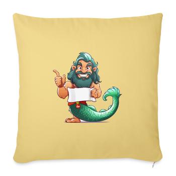 Sea hero with beard and fin - Sofa pillowcase 17,3'' x 17,3'' (45 x 45 cm) - washed yellow - Front