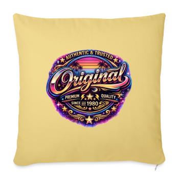 Insigne rétro des années 1980 Neon Synthwave original des années 1980 - Housse de coussin décorative 45 x 45 cm - jaune délavé - Devant