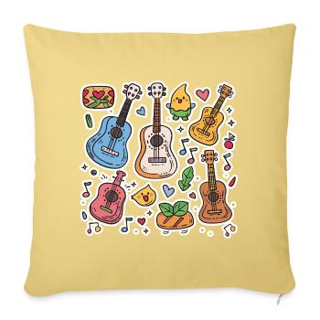 Style de bande dessinée au ukulélé - Housse de coussin décorative 45 x 45 cm - jaune délavé - Devant