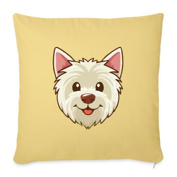 White Dog (Comic Portrait) - Sofa pillowcase 17,3'' x 17,3'' (45 x 45 cm) - washed yellow - Front