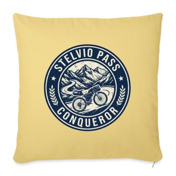 Stelvio Pass Conqueror Retro-Abzeichen - Sofakissenbezug 45 x 45 cm - Hellgelb - Vorne