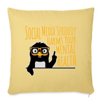 Social Media Seriously Harms Mental Health Pinguin - Sofakissenbezug 45 x 45 cm - Hellgelb - Vorne