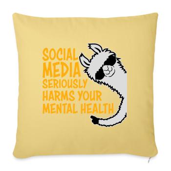 Les réseaux sociaux nuisent sérieusement à la santé mentale Lama - Housse de coussin décorative 45 x 45 cm - jaune délavé - Devant