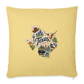 Texas Lone Star State Vintage-Reiseaufkleber - Sofakissenbezug 45 x 45 cm - Hellgelb - Vorne
