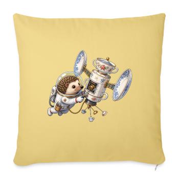 Igel Astronaut repariert Teetassen Satellit im All - Sofakissenbezug 45 x 45 cm - Hellgelb - Vorne