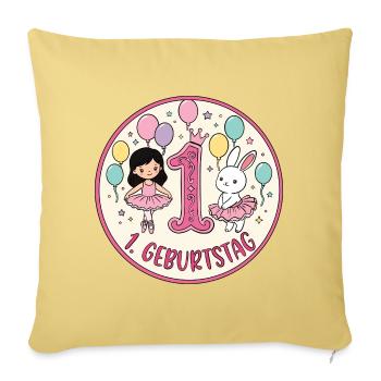Erstes Geburtstagsposter Ballerina & Hase - Sofakissenbezug 45 x 45 cm - Hellgelb - Vorne