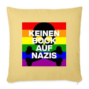 KEINEN BOCK AUF NAZIS, NO NZS, NO AFD, SKULL BLACK - Sofakissenbezug 45 x 45 cm - Hellgelb - Vorne