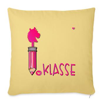 Einschulung Schulkind Hobby Horsing - Sofakissenbezug 45 x 45 cm - Hellgelb - Vorne