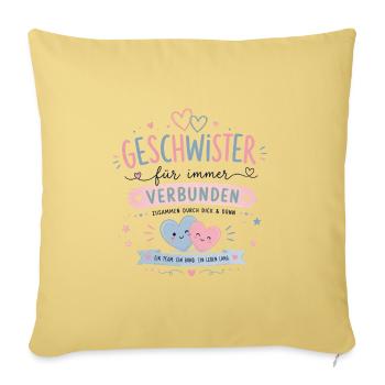 Geschwisterliebe für immer verbunden - Sofakissenbezug 45 x 45 cm - Hellgelb - Vorne