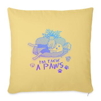 I'm taking a Paws - Cat making biscuits - Sofa pillowcase 17,3'' x 17,3'' (45 x 45 cm) - washed yellow - Front