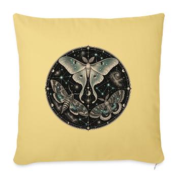 Cosmic butterflies in a mandala - Sofa pillowcase 17,3'' x 17,3'' (45 x 45 cm) - washed yellow - Front