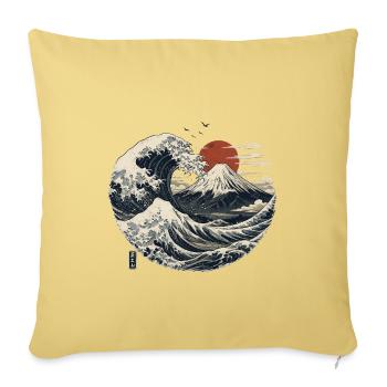 Vague Fujiyama - Housse de coussin décorative 45 x 45 cm - jaune délavé - Devant