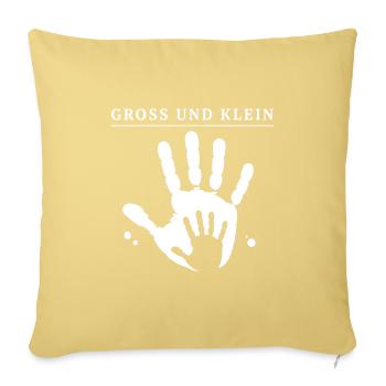Gross und Klein – Händeabdruck Familie Design Art - Sofakissenbezug 45 x 45 cm - Hellgelb - Vorne