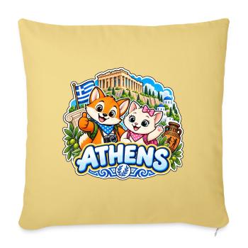 Tavi & Nela in Athens - Sofakissenbezug 45 x 45 cm - Hellgelb - Vorne
