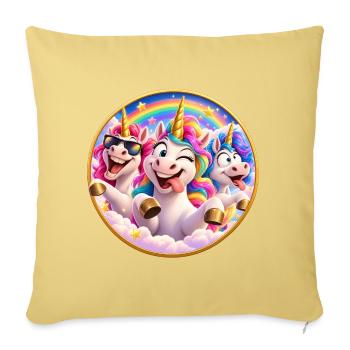 Festliche Regenbogeneinhörner - Sofakissenbezug 45 x 45 cm - Hellgelb - Vorne
