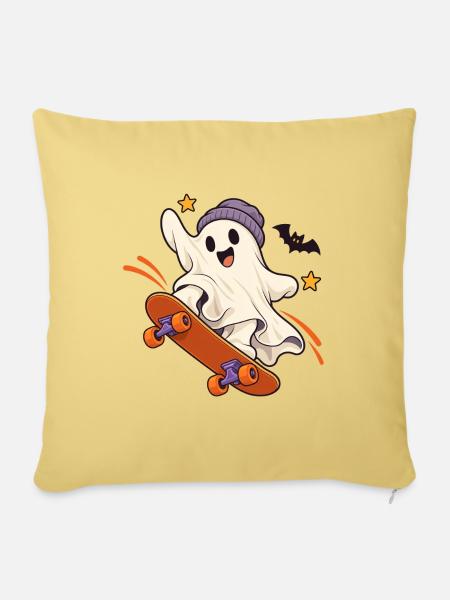 Geist Skateboard Halloween - Sofakissenbezug 45 x 45 cm - Hellgelb