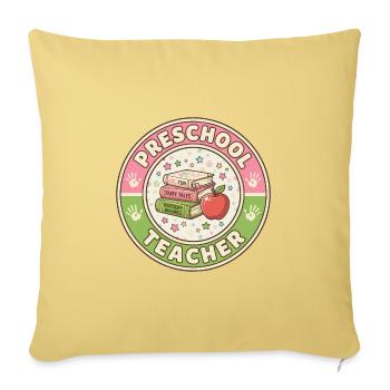 Vintage Vorschullehrer-Geschichtenbücher Apple Patch - Sofakissenbezug 45 x 45 cm - Hellgelb - Vorne