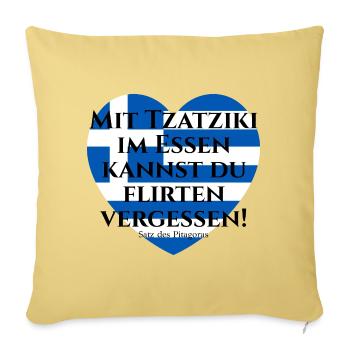 MIT TZATZIKI KANNST DU FLIRTEN VERGESSEN PITAGORAS - Sofakissenbezug 45 x 45 cm - Hellgelb - Vorne