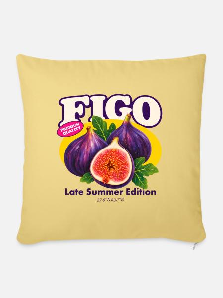Figo – Fresh Purple Figs Spätsommerausgabe - Sofakissenbezug 45 x 45 cm - Hellgelb