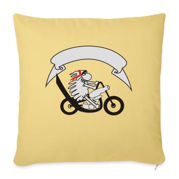 Biker sheep with banner - Sofa pillowcase 17,3'' x 17,3'' (45 x 45 cm) - washed yellow - Front