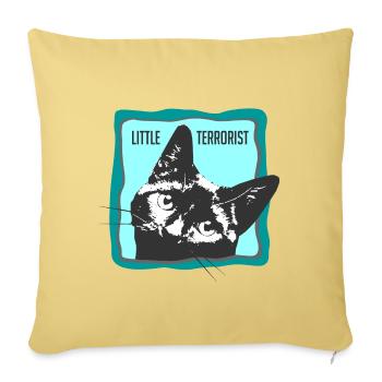 Portrait de chat avec slogans - Housse de coussin décorative 45 x 45 cm - jaune délavé - Devant