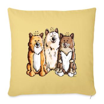Icelandic Sheepdog Team - Sofa pillowcase 17,3'' x 17,3'' (45 x 45 cm) - washed yellow - Front