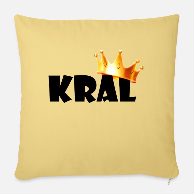« Kral - Roi » - Housse de coussin décorative 45 x 45 cm - jaune délavé