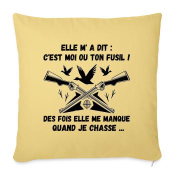 Chasse humour chasseur cadeau drôle homme - Housse de coussin décorative 45 x 45 cm - jaune délavé - Devant