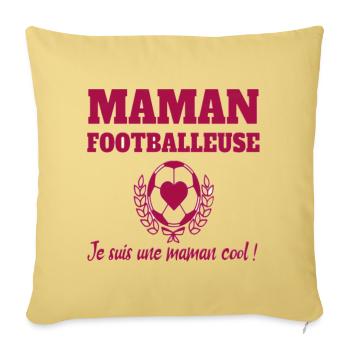Maman footballeuse humour football cadeau foot - Housse de coussin décorative 45 x 45 cm - jaune délavé - Devant