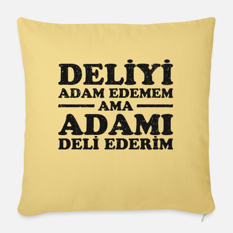 Lustiges Türkisches Design. Türkischer Spruch - Sofakissenbezug 45 x 45 cm - Hellgelb