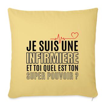 Infirmière super pouvoir humour infirmiere cadeau - Housse de coussin décorative 45 x 45 cm - jaune délavé - Devant