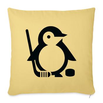 Minimalistischer Pinguin Eishockeyspieler - - Sofakissenbezug 45 x 45 cm - Hellgelb - Vorne