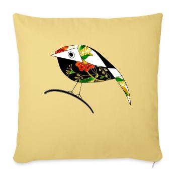 Bunter Vogel - Sofakissenbezug 45 x 45 cm - Hellgelb - Vorne