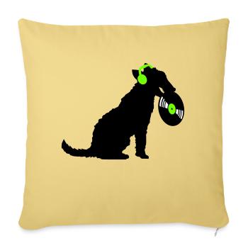 chien DJ musique jouer club disco disque vinyle fun - Housse de coussin décorative 45 x 45 cm - jaune délavé - Devant